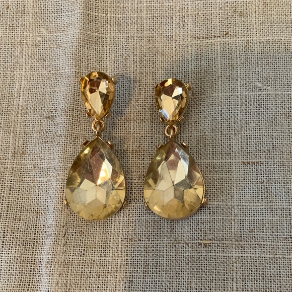 SHEIN Jewelry - Gold Teardrop Crystal Drop Earrings - Women Jewelry